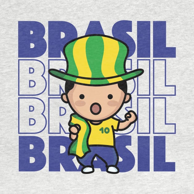 Brazil Football Fan // Kawaii Cute Brasil Soccer Supporter by SLAG_Creative